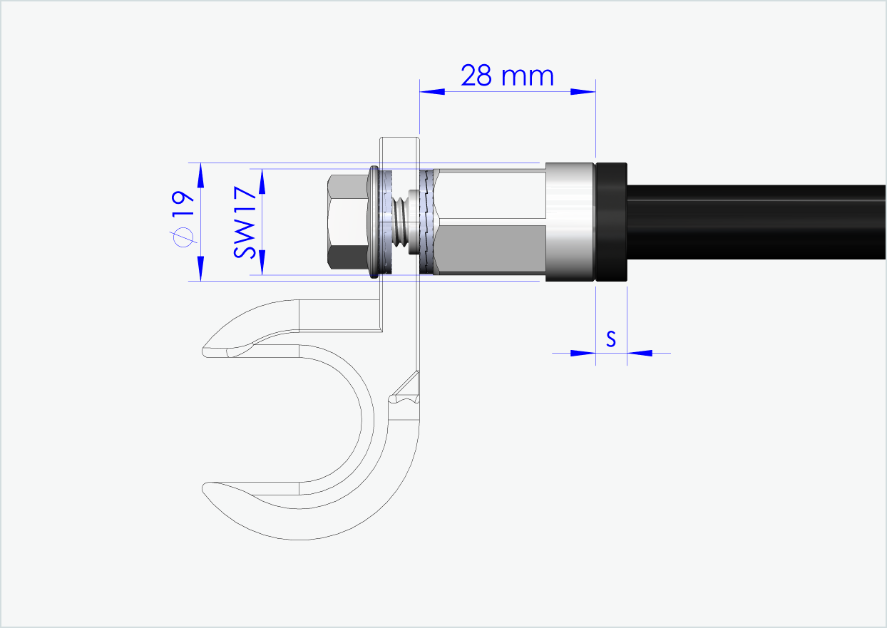 Steckachse mit Adapter Universal / M12 x 1.25