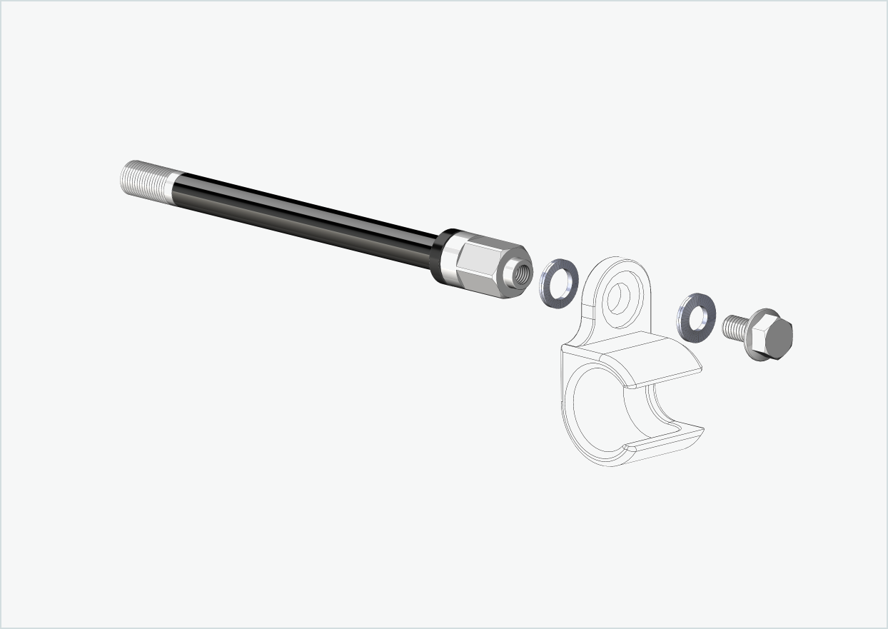 Steckachse mit Adapter Universal / M12 x 1.75