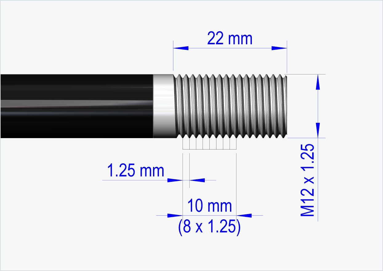 Steckachse mit Adapter Universal / M12 x 1.25