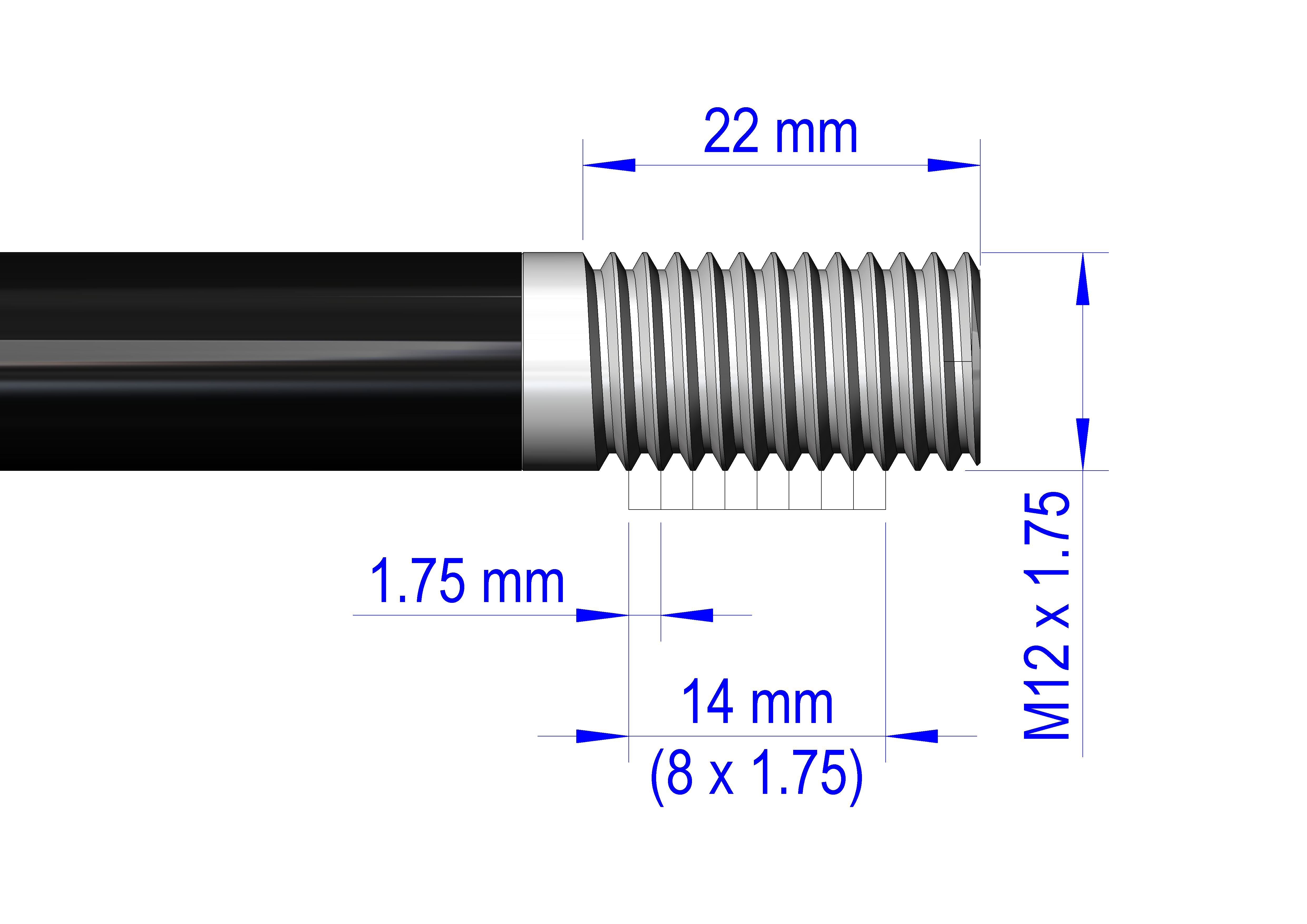 Steckachse mit Adapter / M12 x 1.75 | für Croozer Anhänger ab 2018