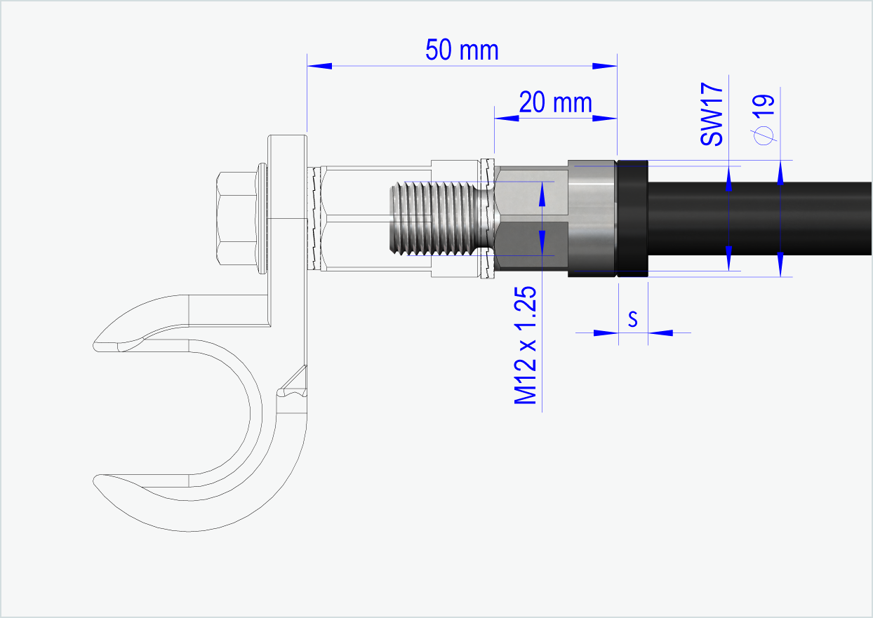 Steckachse mit Wechselsystem / M12 x 1.25