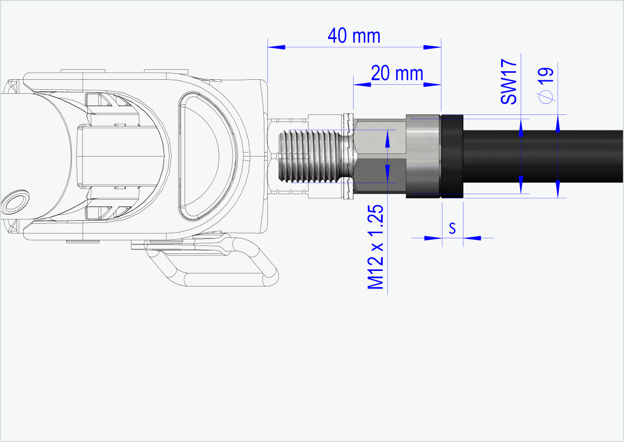 Steckachse mit Wechselsystem / M12 x 1.25