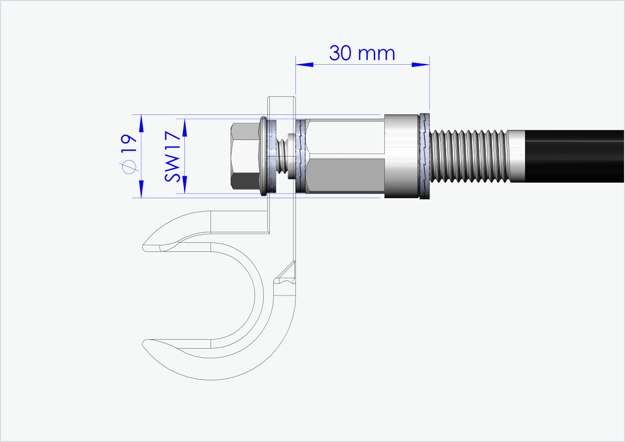 Steckachse mit Adapter Universal für TOUT TERRAIN | für linkseitiges Gewinde M12 x 1.50 - passend für Thule, Qeridoo, Burley, Prophete, Hamax, Trixie u.v.a.