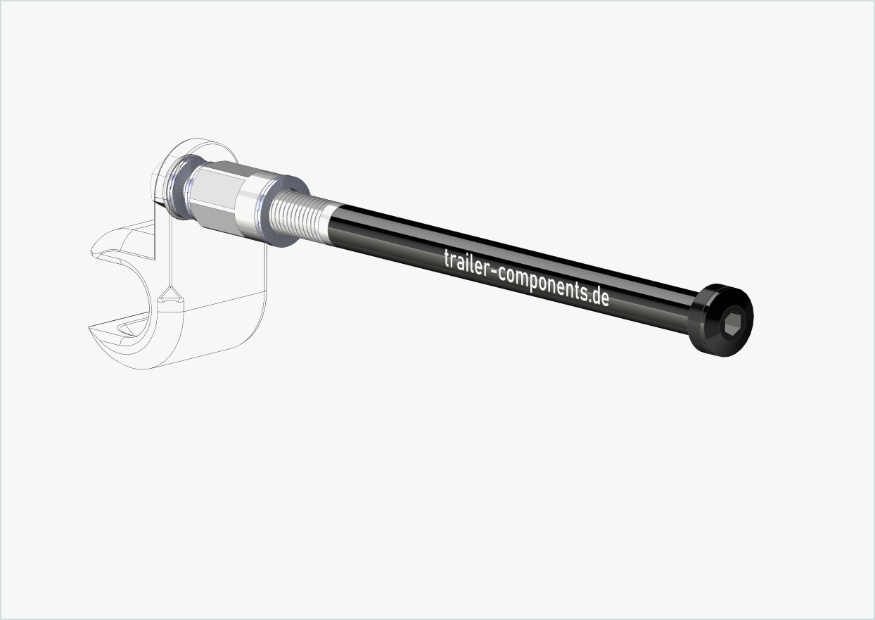 Steckachse mit Adapter Universal für TOUT TERRAIN | für linkseitiges Gewinde M12 x 1.50 - passend für Thule, Qeridoo, Burley, Prophete, Hamax, Trixie u.v.a.