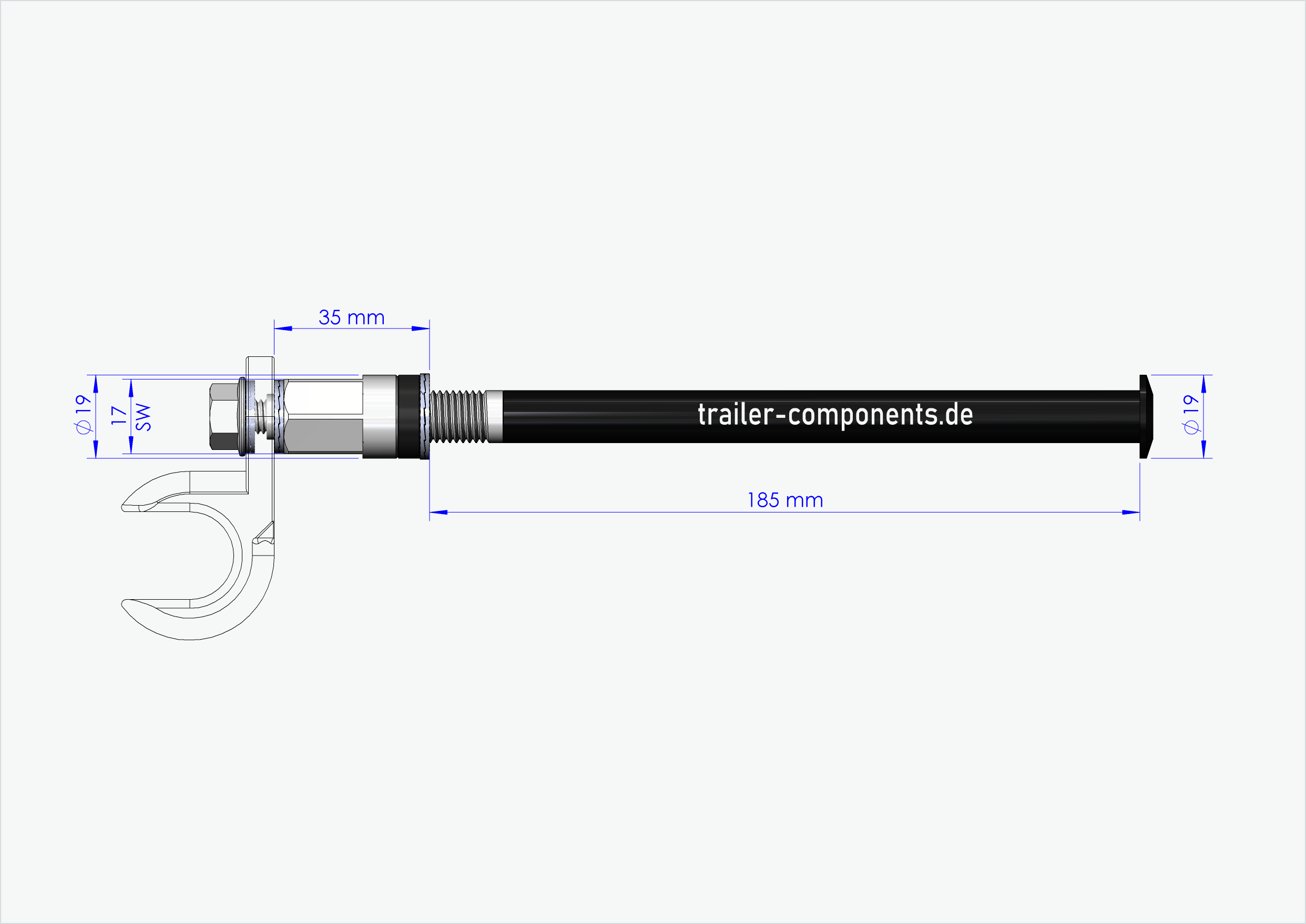 Steckachse mit Adapter Universal für ORBEA | für linkseitiges Gewinde M12 x 1.50 - passend für Thule, Qeridoo, Burley, Prophete, Hamax, Trixie u.v.a.