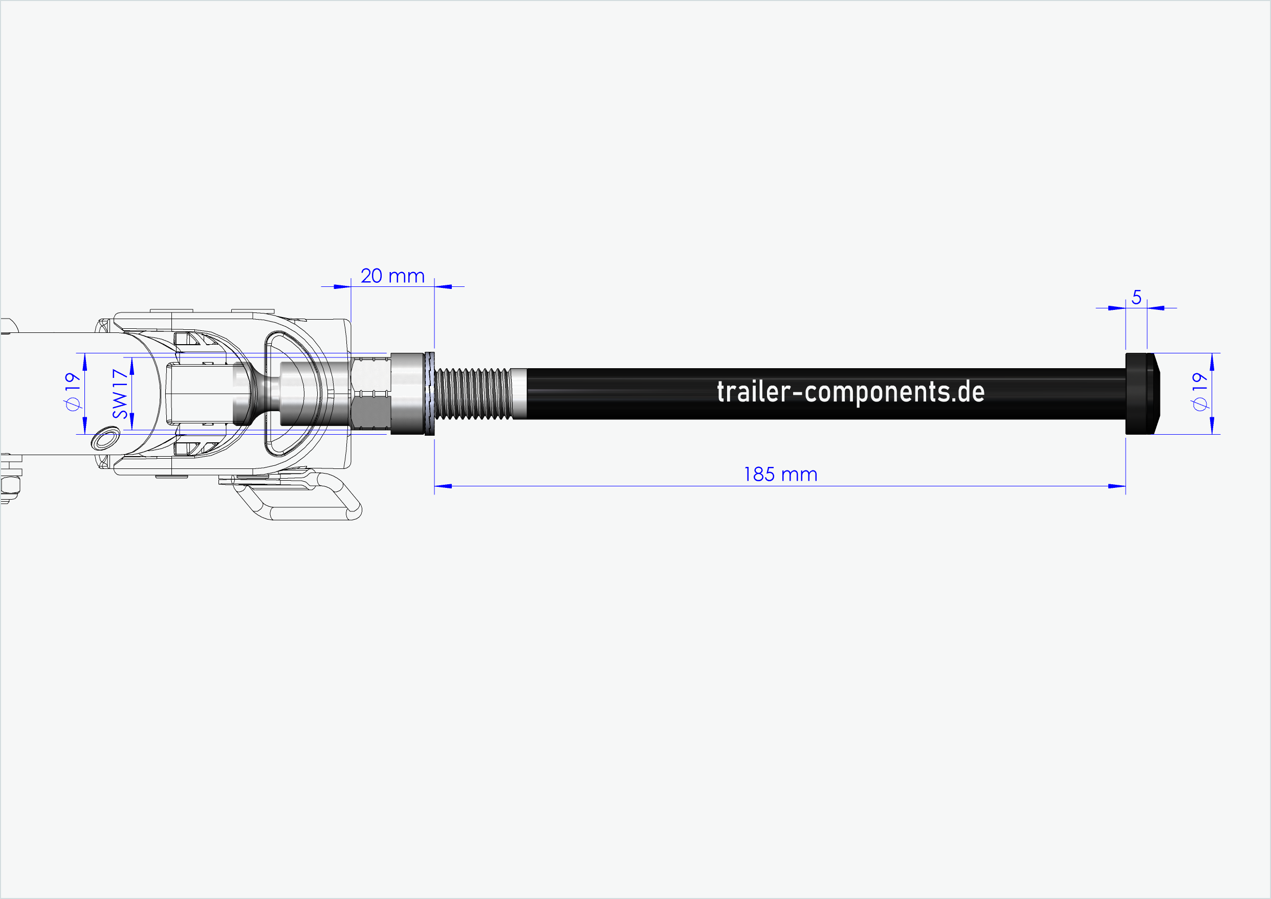 Steckachse mit Adapter Croozer für ORBEA | für linkseitiges Gewinde M12 x 1.50 - passend für Croozer Fahrradanhänger ab 2018