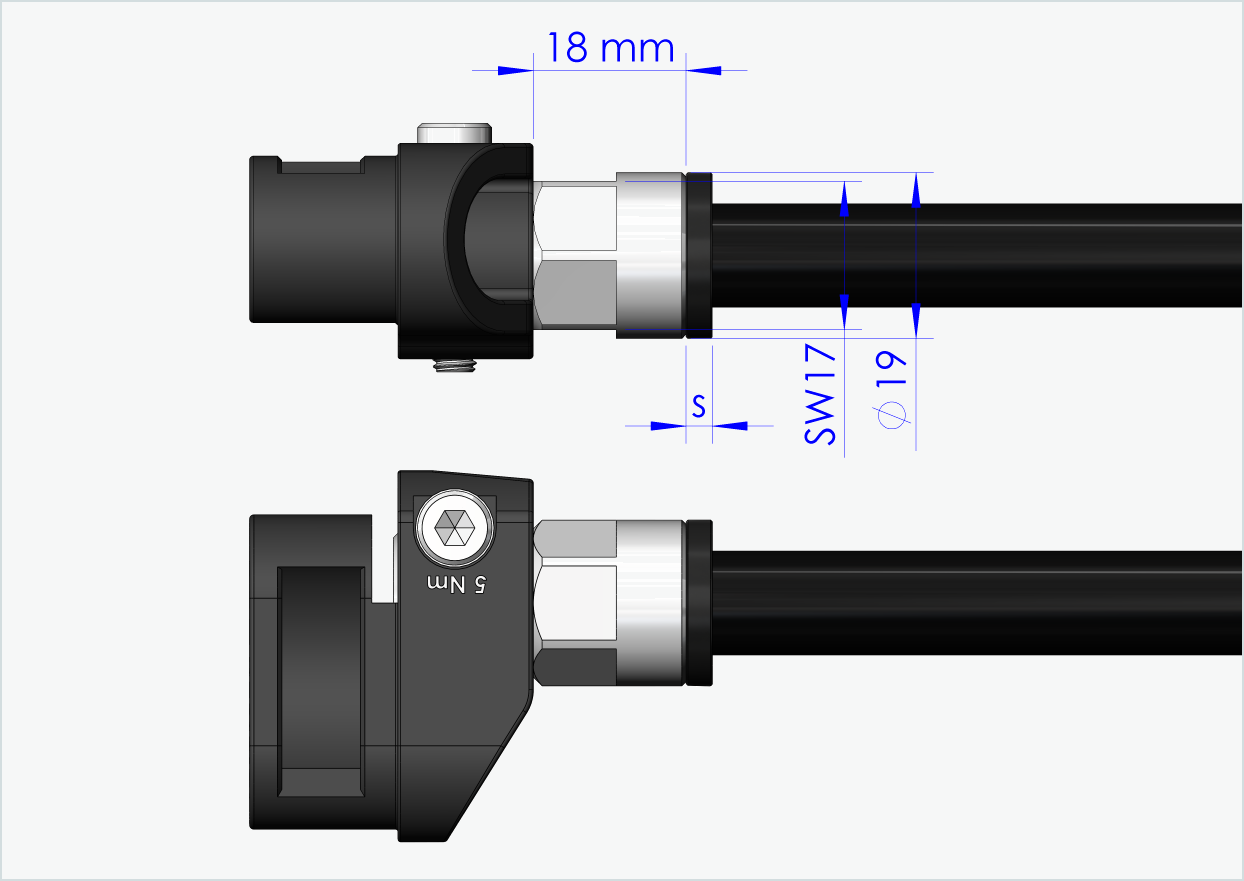 Genomgående axel med adapter / M12 x 1,50 | för Leggero-släpvagnar med BECCO-system