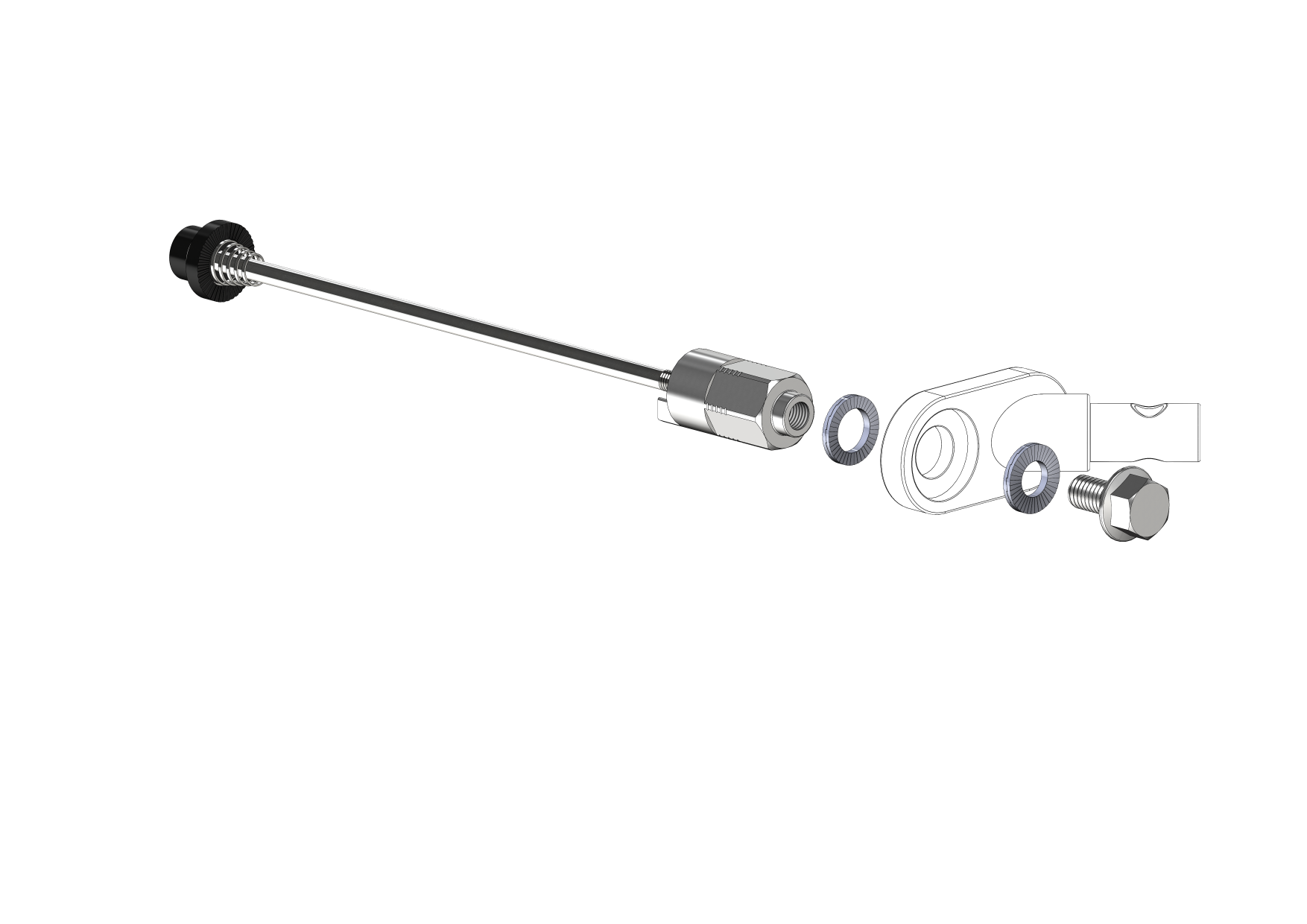 Schnellspannachse mit Adapter Universal - Klemmlänge 154mm - 165mm