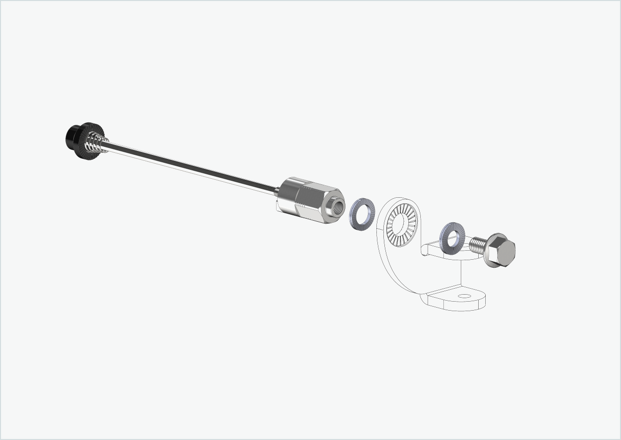 Schnellspannachse mit Adapter Universal | Klemmlänge 154mm - 165mm