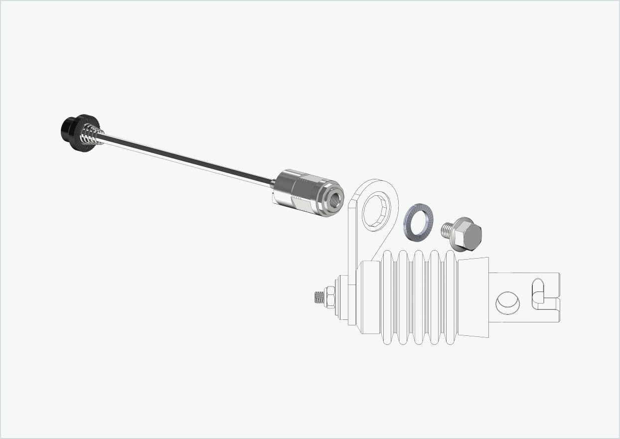 Schnellspannachse mit Polygonadapter | Klemmlänge 154mm - 165mm