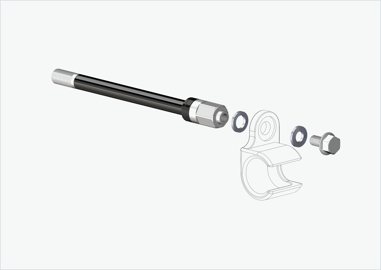 Steckachse Syntace (X-12) mit Adapter Universal / M12 x 1.00