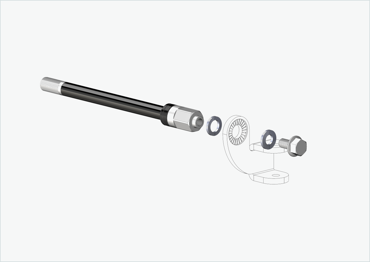 Steckachse Syntace (X-12) mit Adapter Universal / M12 x 1.00