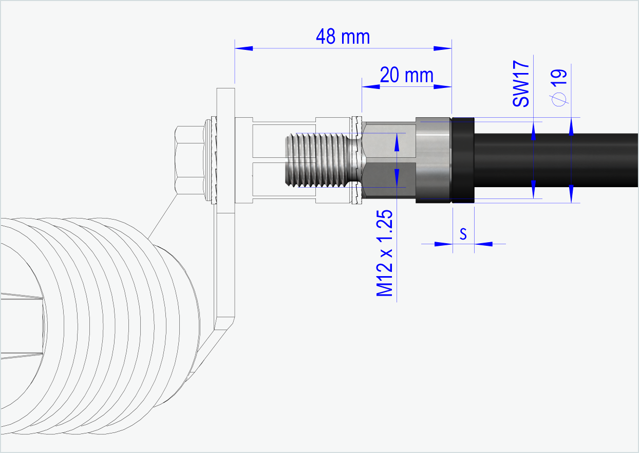 Steckachse mit Wechselsystem / M12 x 1.00