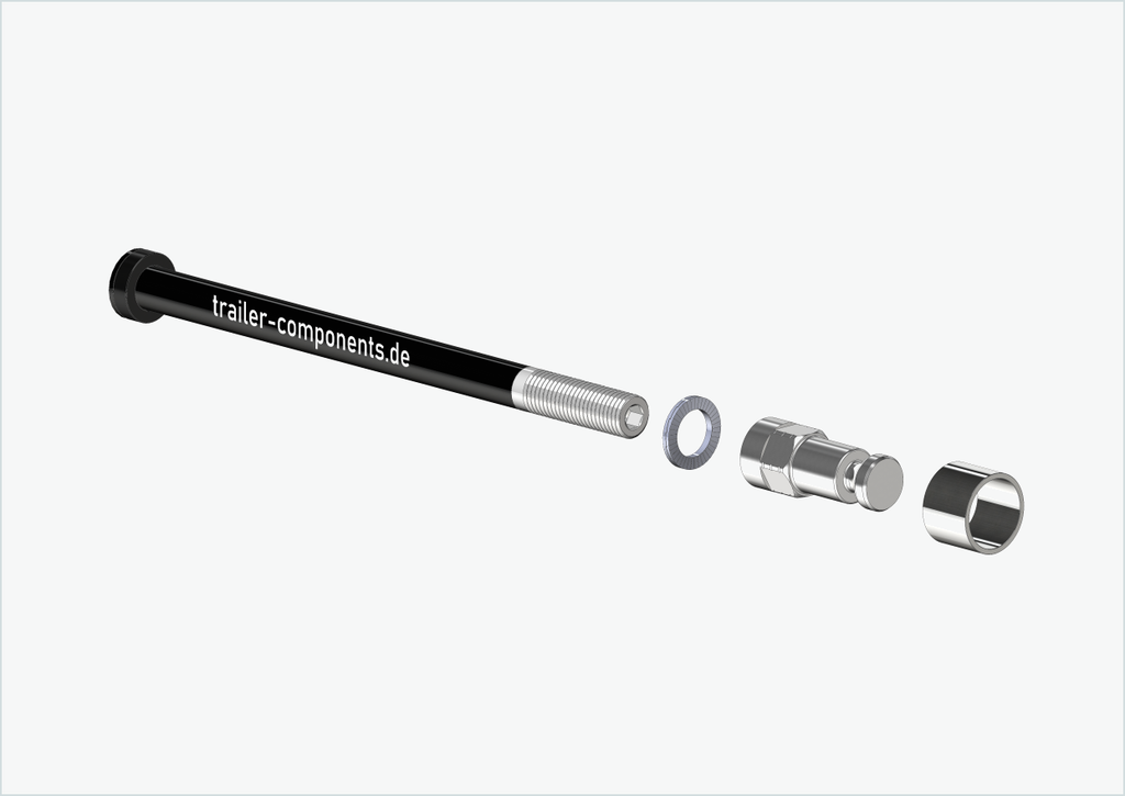 Chingcoo Steckachse Für Fahrradanhänger M12 X 1.5,Flexible Schaftlänge Länge (160-178 Mm) Mit Adapter Für Anhängerkupplung, Kompatibel Mit Den Meisten Fahrradanhängern